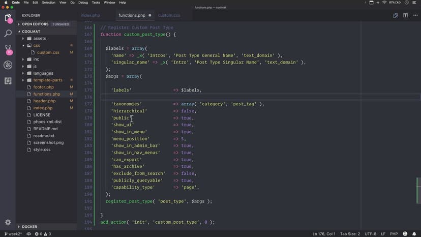 Adding a custom post type