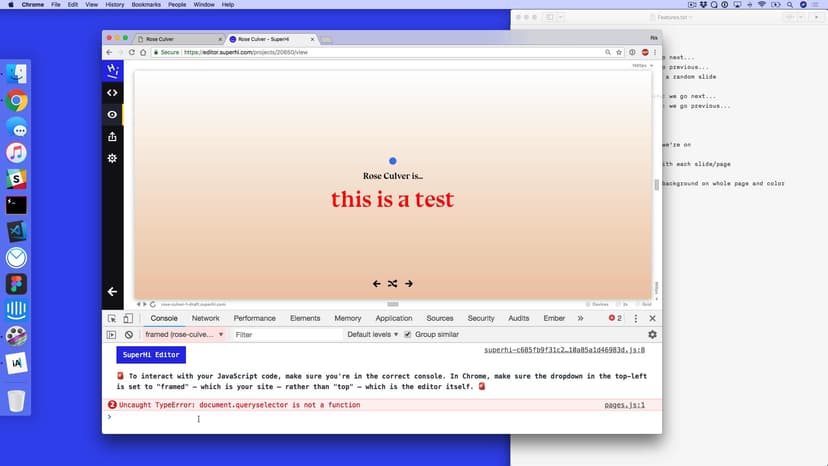 The Javascript console