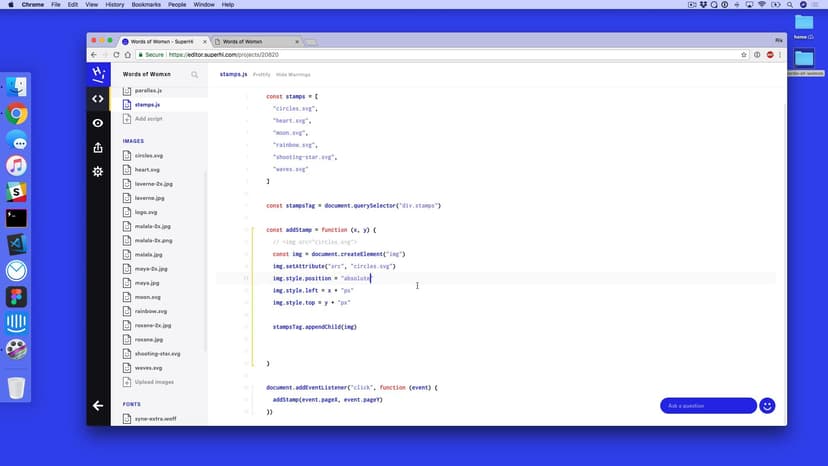 Adding a stamp on click events