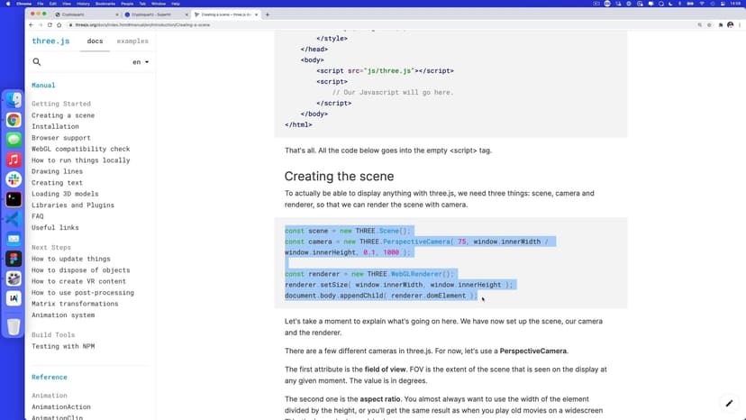 Adding a scene with Three.js