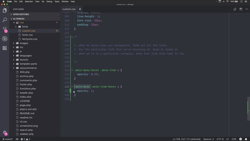 Navigation spotlight hover effect
