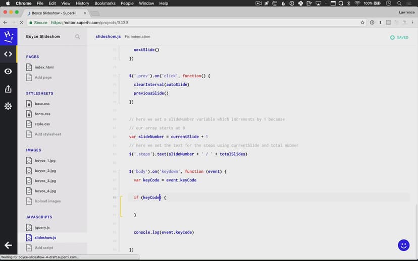 Making the arrow keys work for navigation